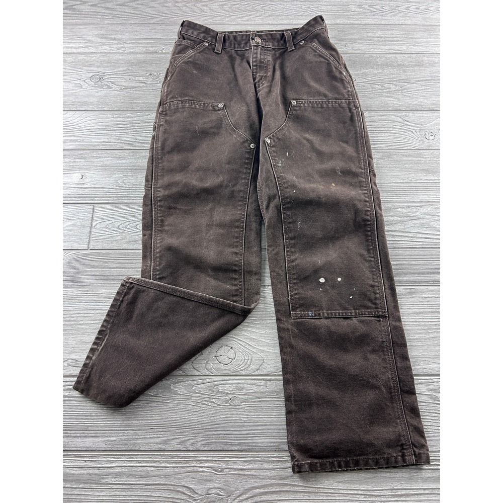 Carhartt WB136 DKB Womens Double Front Work Dungaree Pants Brown 4x30